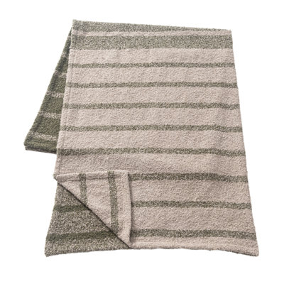 Jeté en polyester tissé à la main vert / gris