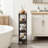 4-Tier Slim Rolling Storage Cart With Wood Top, Narrow Space Organizer For Bathroom, Kitchen, Laundry Room, Durable Metal Utility Cart With Wheels For Small Spaces-653123034