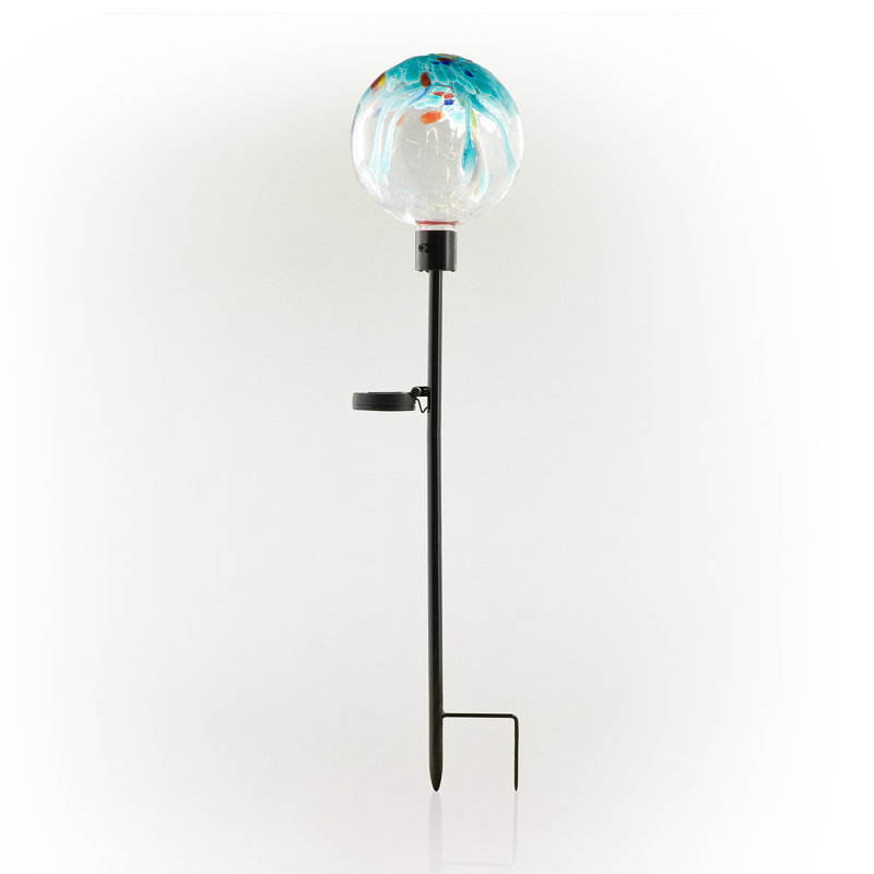 Dariann Weather Resistant Glass Abstract Gazing Ball, Blue