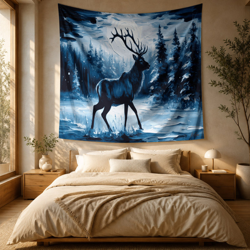 Tapisserie murale «Christmas Reindeer Silhouettes», 51 po x 60 po