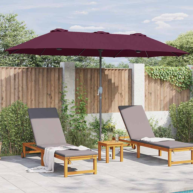 Garden Parasol Polyester and Aluminium Outdoor Shade UV Sun Protection, Bordeaux Red