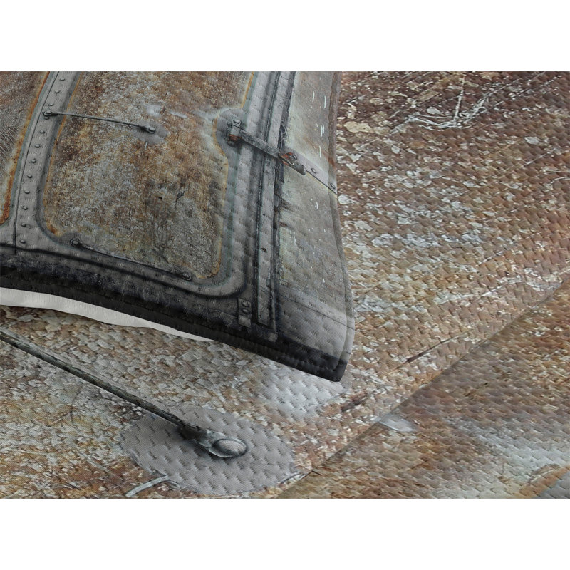 King Size Industrial Train Design Quilted Coverlet Set