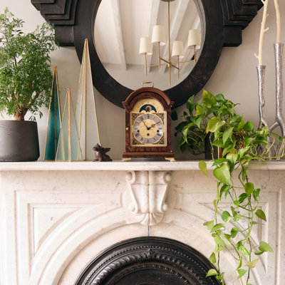 Aimee Solid Wood Mechanical Tabletop Clock Brown
