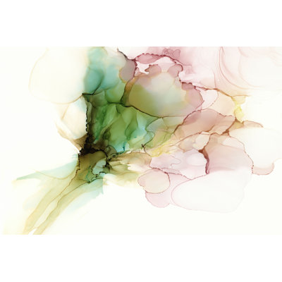 «Pink and Turquoise Bloom I» par Jennifer Goldberger - peinture sur toile tendue