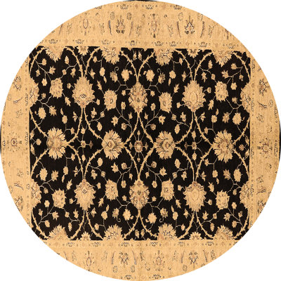 Tapis oriental en laine / polyester tissé à la machine Baruti en brun / noir