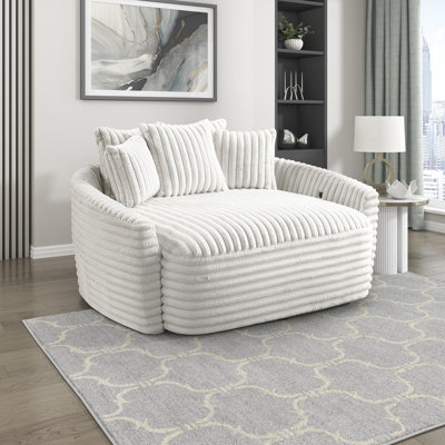 Chaise longue moderne et contemporaine Choi de 65,5 po avec revêtement en velours côtelé, ports de charge USB intégrés et ressorts en mousse sur le confort