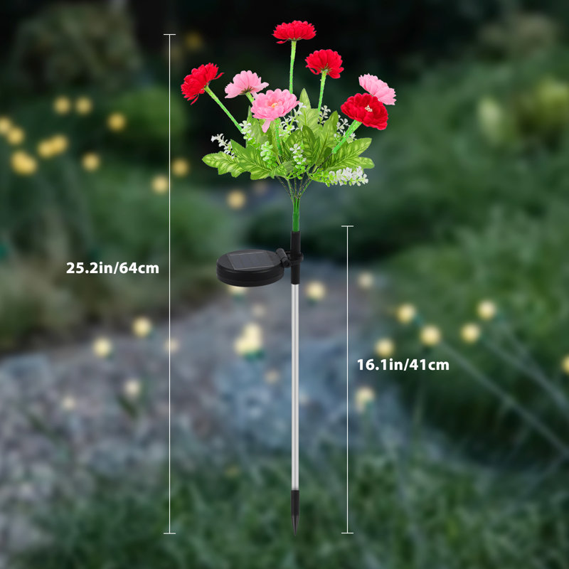 6-Pack 7-Head Snow Chain Flower Solar Lights (Mixed Red/Pink/Purple)