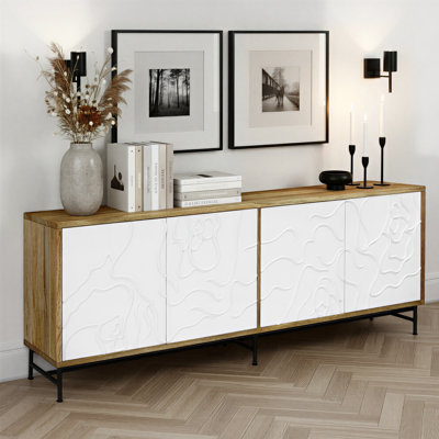 Coastal Handmade Mango Wood/Metal Sideboard