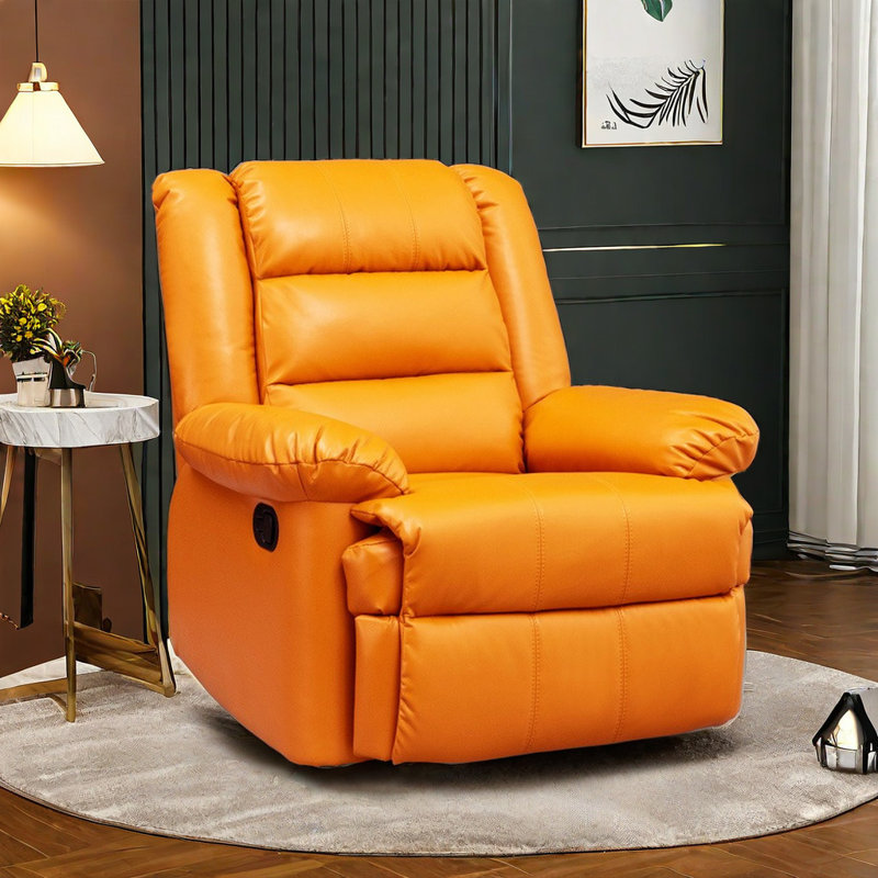 Tazeem Swivel Recliner, Yellow Leather Match