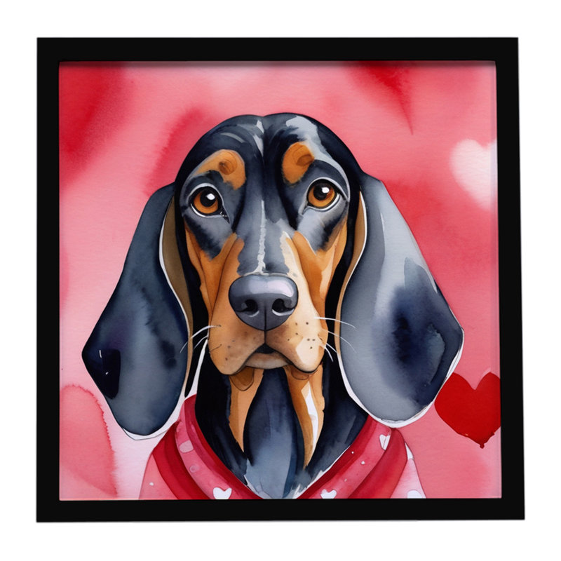 Black and Tan Coonhound My Valentine Framed Metal Print