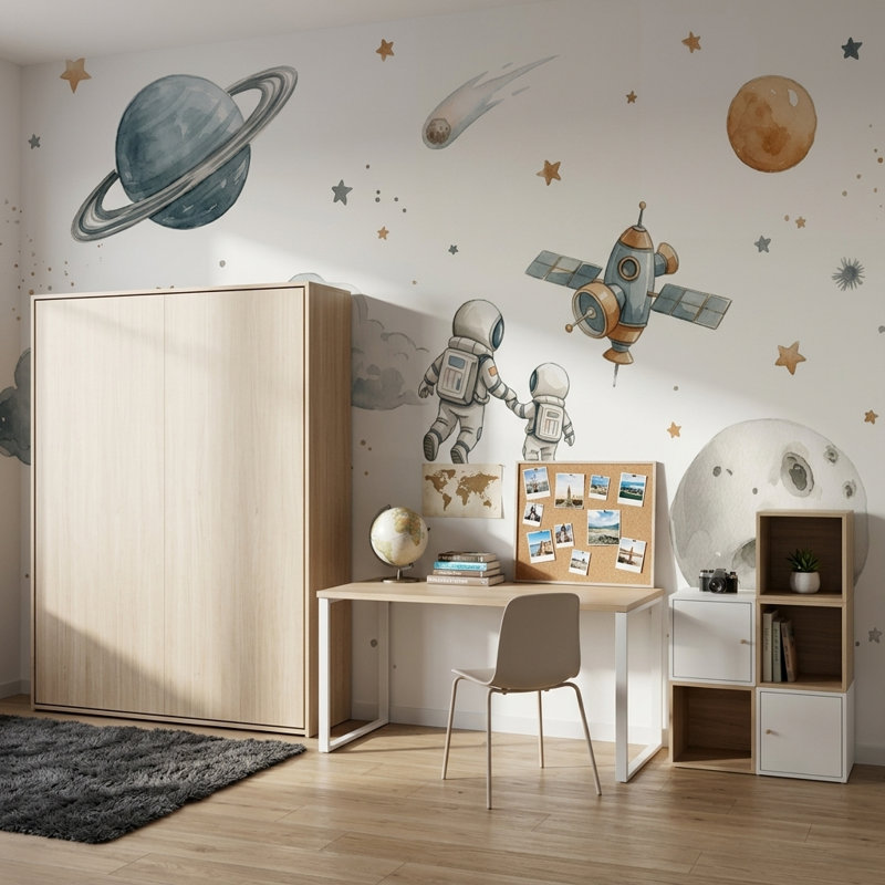 Décoration murale amovible pour enfants avec fond blanc, 120 po x 96 po, Peler et coller