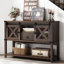 Buffet de 46 po avec 2 portes de grange coulissantes et console de tiroir avec buffet en bois pour le couloir du salon