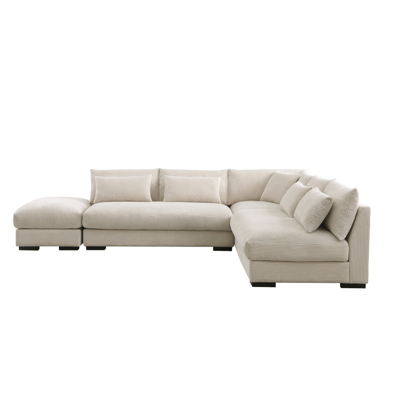 Sectional, Beige Corduroy