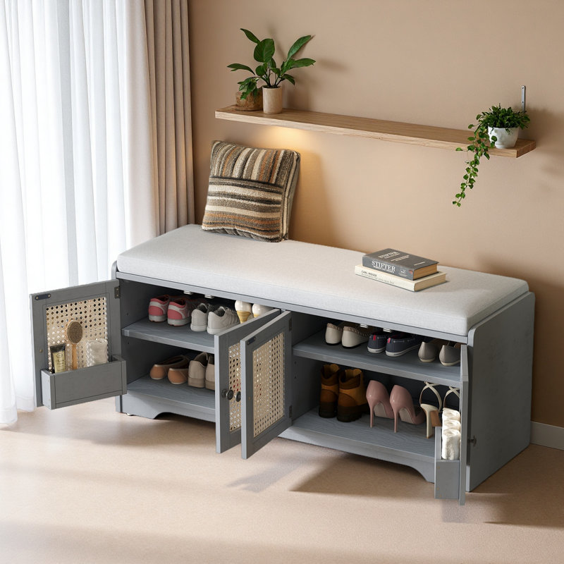 Banc de rangement Rustic, Gris délavé