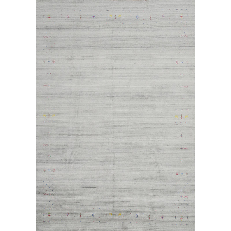 Tapis gris minimaliste de style Gabbeh 9 x 12 avec motif subtil