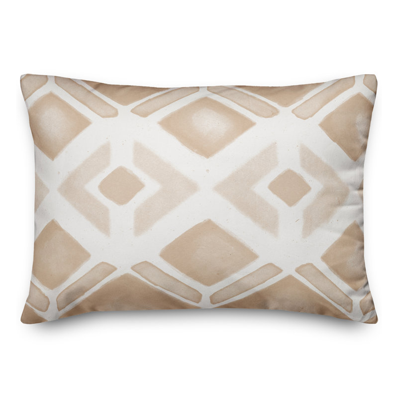 Geometric Outdoor Reversible Throw Pillow, Tan