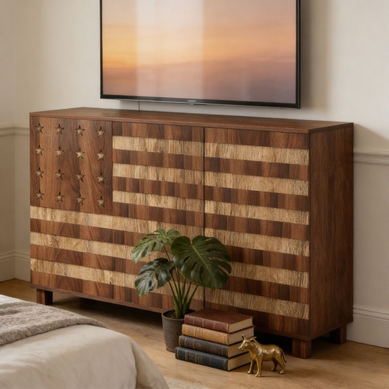 Multifunction Storage Cabinets With Adjustable Shelves: 55"Tv Stand For Living Room,Sideboard Buffet Cabinet With Hand Carved Craftsmanship With 2 Drawers,3 Doors,Coffee Bar Console - For Entryway