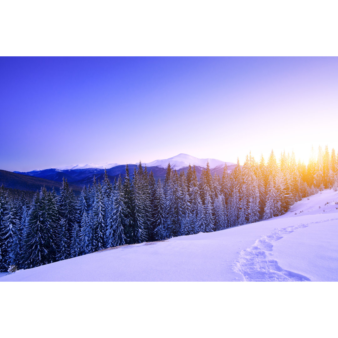 Sonnenuntergang im Gebirge von Misha Kaminsky - Druck