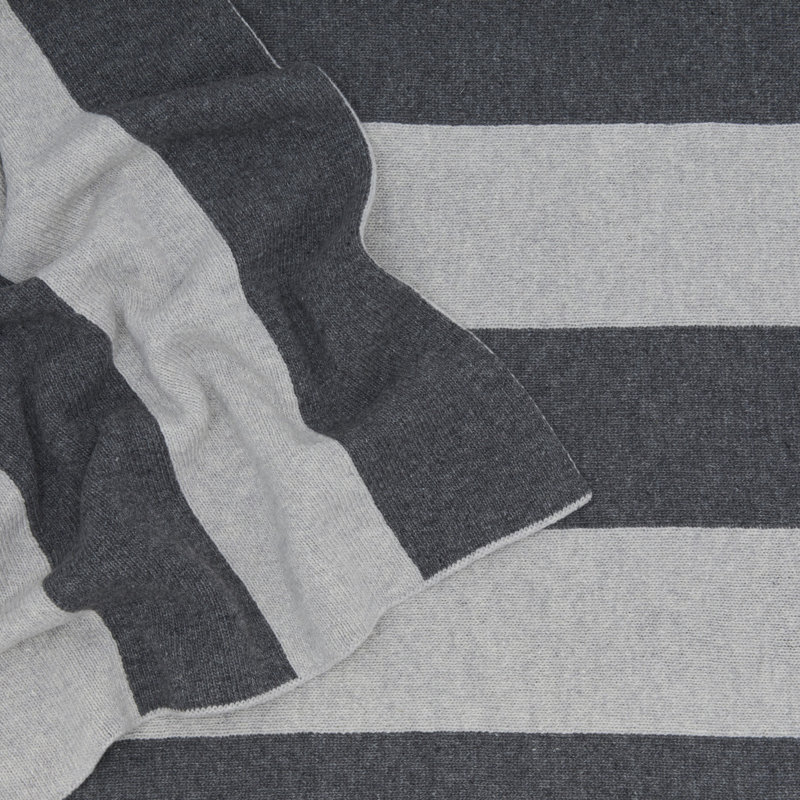 Simple Striped Throw Blanket, Light Gray/Dark Gray