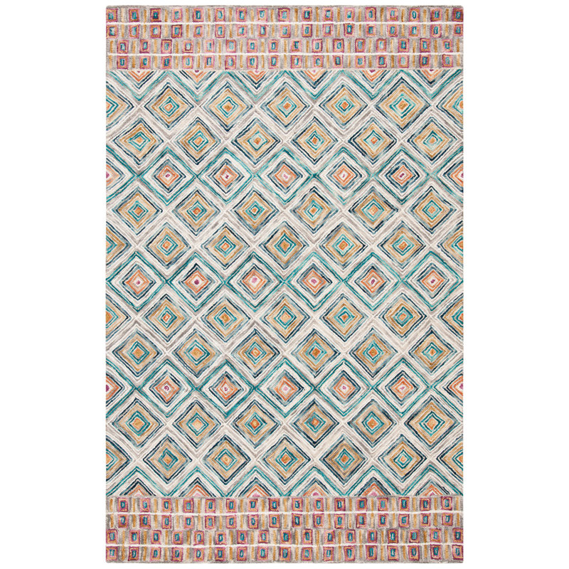 Tapis géométrique en laine touffeté à la main Deyoung, Rectangle 5 pi x 8 pi