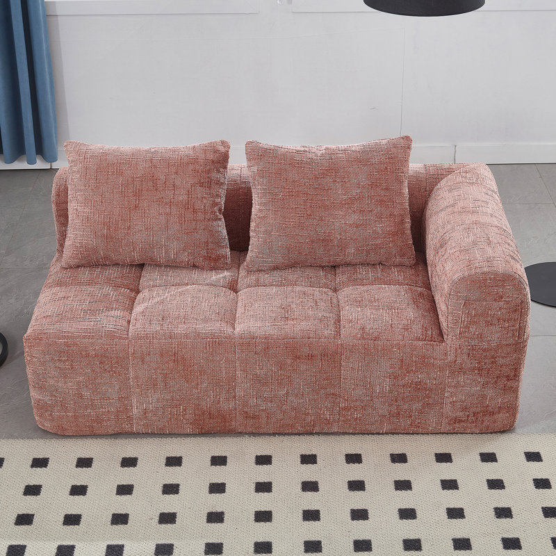Canapé-lit en chenille confortable et confortable pour la détente et le style dans n'importe quelle pièce, Rose