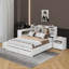 Lit plateforme en bois avec espace de rangement multifonctionnel, table de chevet, tiroirs, ports USB et bureau-624901278
