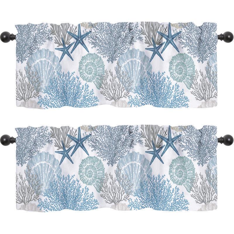Sea Shells Starfish 52" W Window Valances (Set Of 2)
