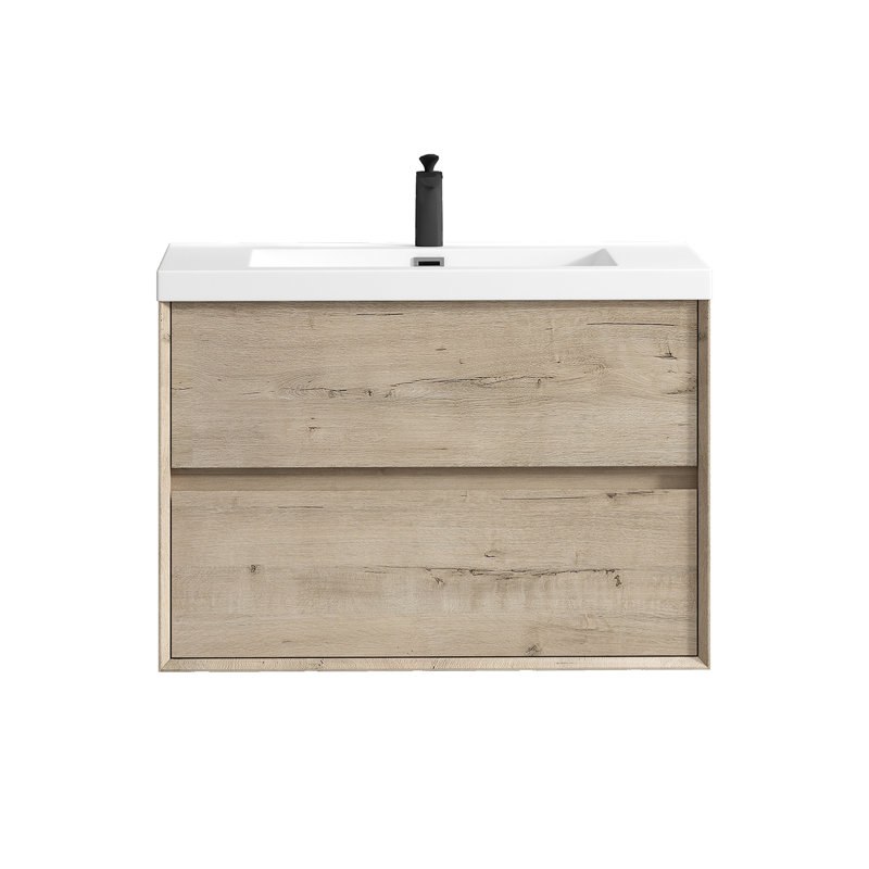 Ensemble de meuble-lavabo simple 35 po Seavy, Chêne blanc clair