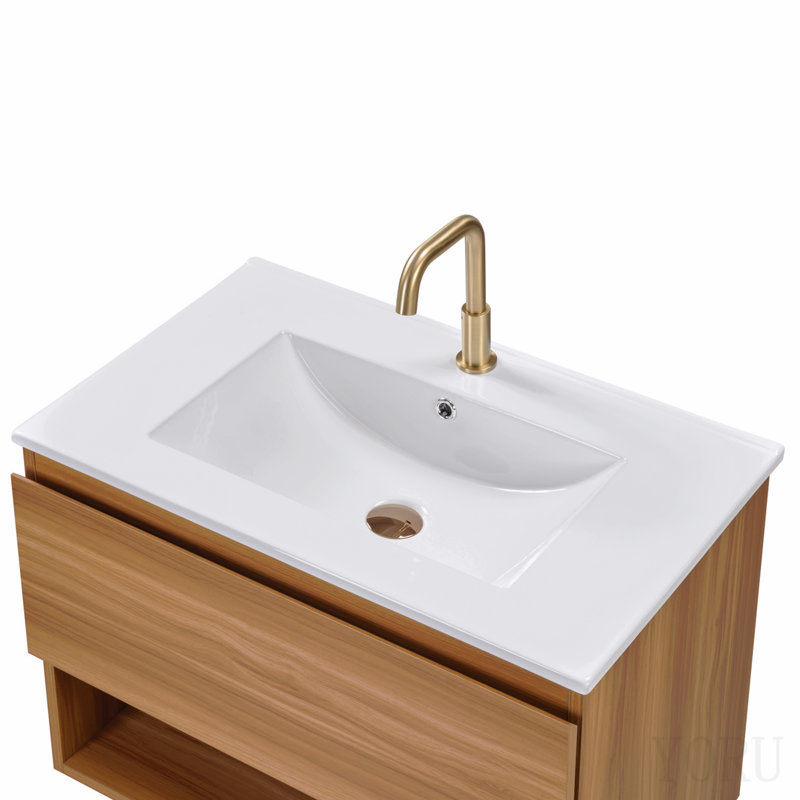 Meuble-lavabo de salle de bain de 61 cm (24 pouces), emballage démonté (meuble-lavabo seulement, sans lavabo), Naturel