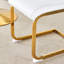 Ensemble de salle à manger de luxe en verre trempé avec 6 chaises en polyuréthane blanc haute résilience et pieds en métal doré