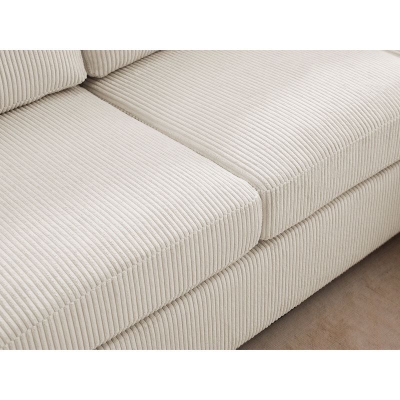 Canapé modulaire en U en velours côtelé et chenille l 118,11 po Kujtesa, Velours côtelé beige