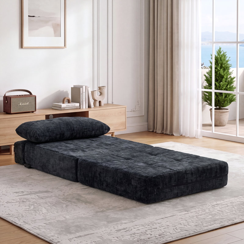 1 Seater Chenille Sofa Bed, Black