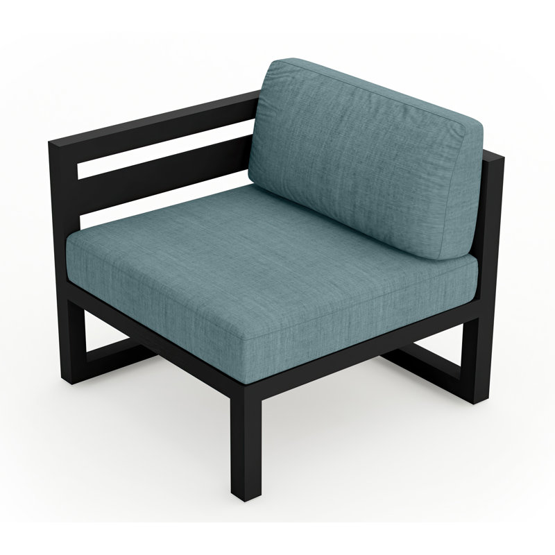 Avion Outdoor One Arm Lounge Chair, Canvas Charcoal Sunbrella® Canvas, Black