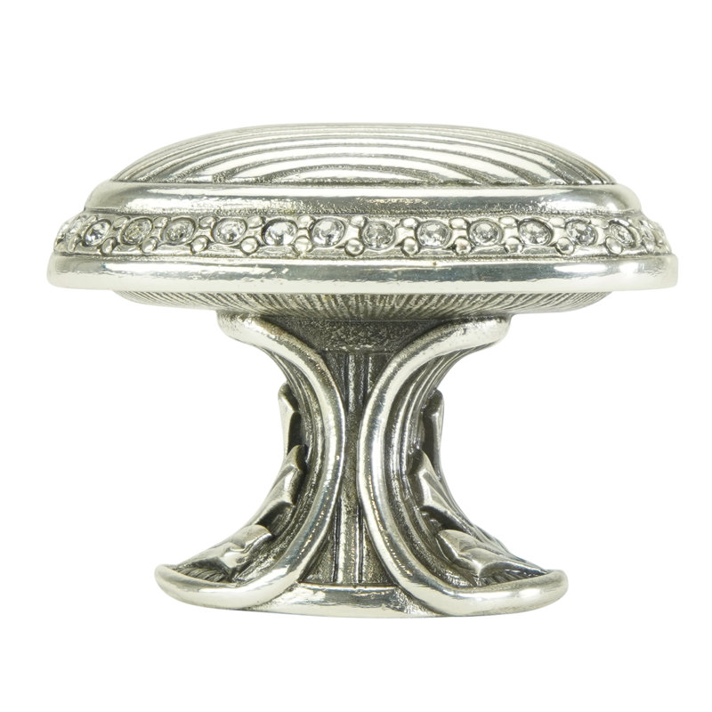 CAMBRIDGE ROUND KNOB; CLEAR, Silver, 1 1/2"