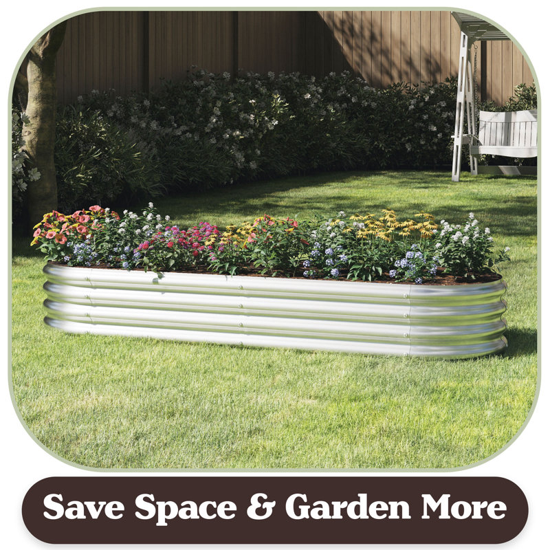 Aryanni Galvanized Raised Garden Bed - Planter Box with Open Bottom - Easy-to-Assemble Flower Bed