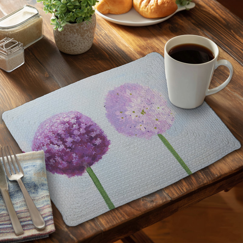 Romantic Purple Dahlia Pompon Braided Placemat - Home Decor