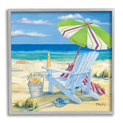 " 5Pm Summer Beer Beach Chair " by Paul Brent Painting Print