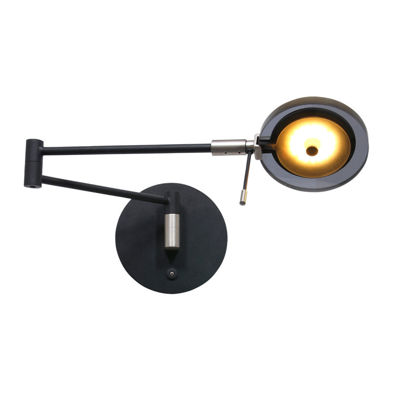 Tasoula LED Swing Arm Sconce, Black/Grey