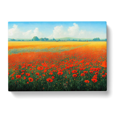 Passionate Poppy Field Flowers - Wrapped Canvas