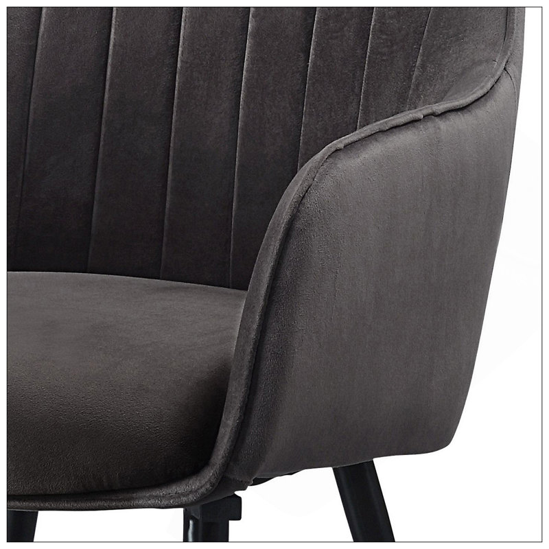 Ensemble de 2 chaises de salle à manger capitonnées gris foncé et noires avec support confortable et design moderne