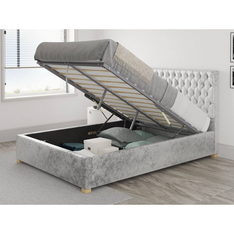 Central City Upholstered Ottoman Storage Bed, Silver, Kingsize (5')