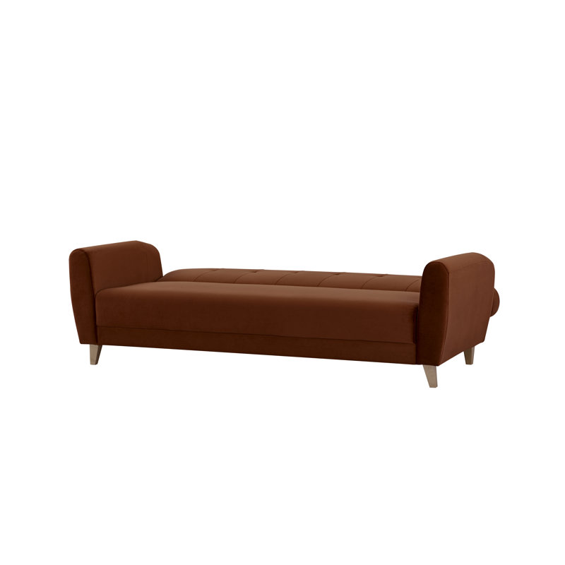 Anrey 3 Seater Velvet Sofa Bed, Brown