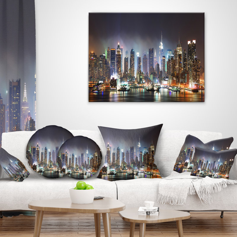 Coussin gratte-ciel New York City, Carrée 18 po x 18 po