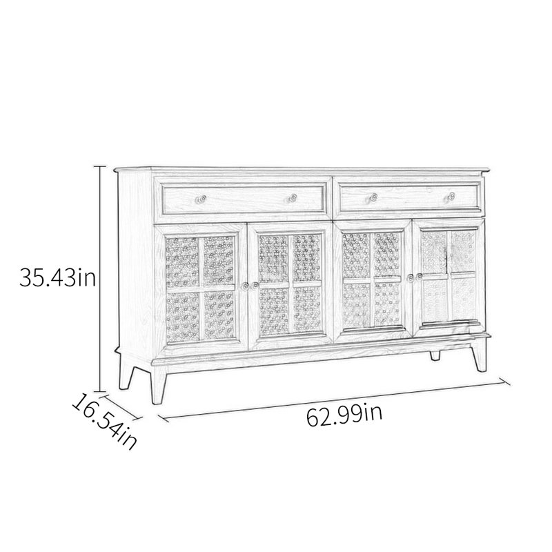 Walnut Sideboard with Large Storage and Glass Door