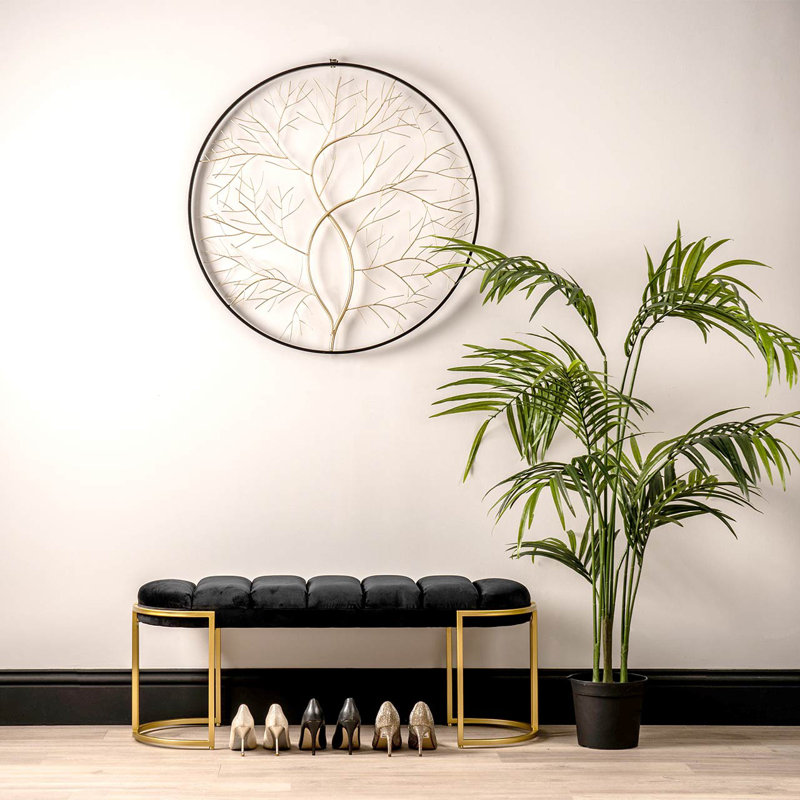 Black & Gold Tree Wall Decoration for Living Room, Metal Roung Wall Decor, 71.10cm H x 71.10cm D x 2.5cm D