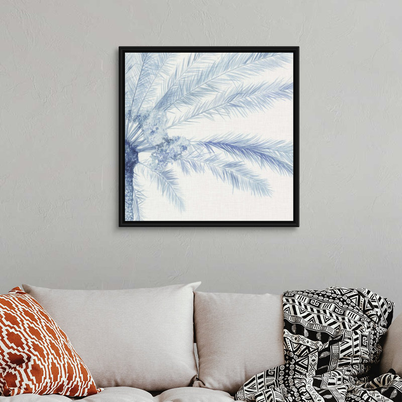 Art mural sur toile Chambray Palms II, Toile avec cadre noir, H 30 po x l 30 po x P 1,75 po