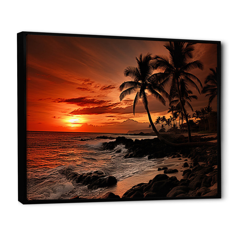 «Hawaii Sunset Serenade II», reproduction sur toile, H 16 po x l 32 po x P 1 po, Cadre flottant noir