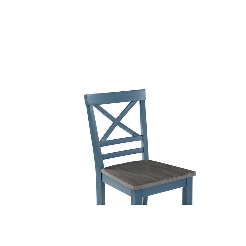 Dumas Acacia Solid Wood Counter Stool with Solid Wood Frame, Blue