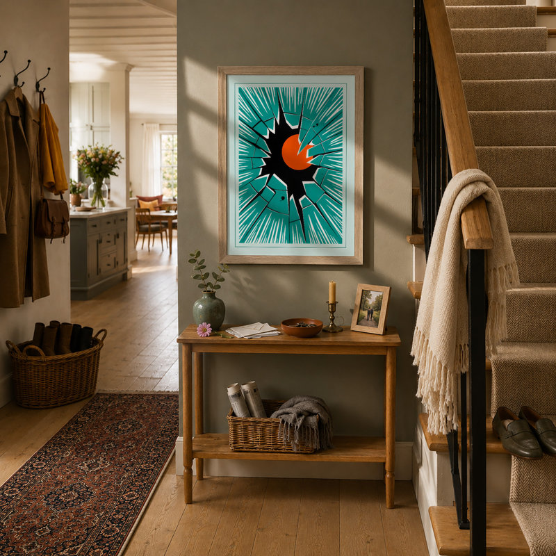 Fox in Explosion Geometric - Framed Print, A1 - 84.1 x 59.4 cm, Oak