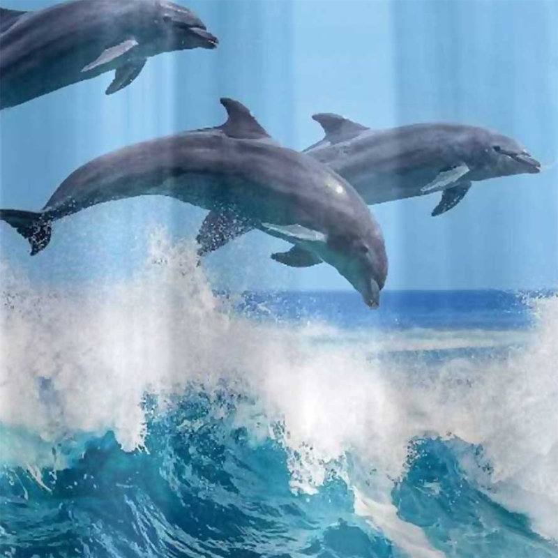 Dolphins Blue PEVA Shower Curtain